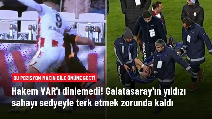 Hakem VAR’ı dinlemedi! Galatasaray’ın yıldızı sahayı sedyeyle terk etmek zorunda kaldı